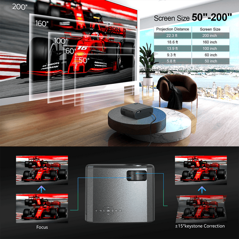 WEWATCH V50: Portable 1080P HD Smart Projector with Wi-Fi & Speaker