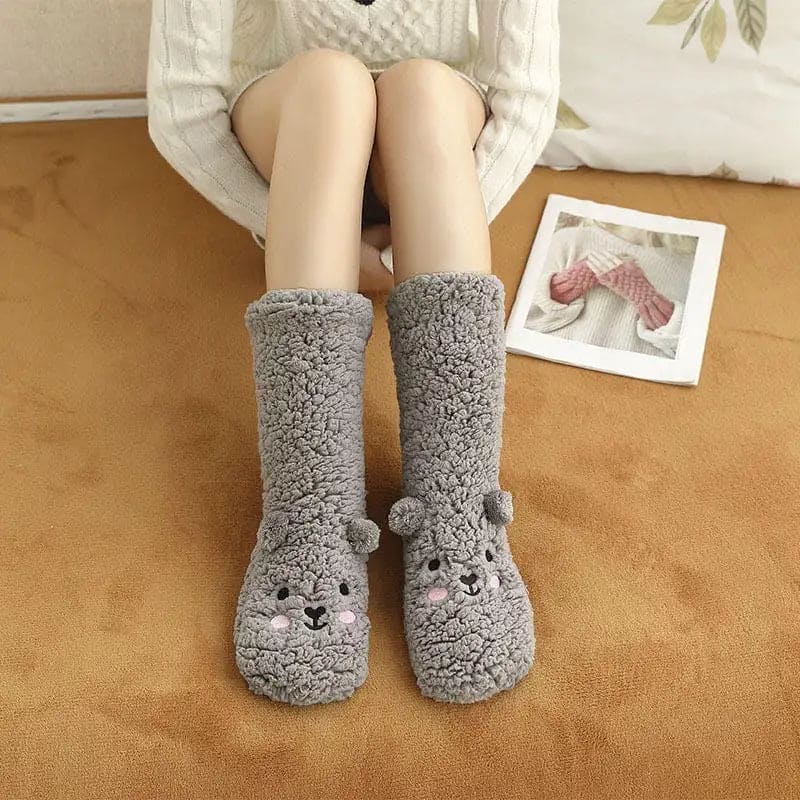 SnuggleBear Plush Fuzzy Socks