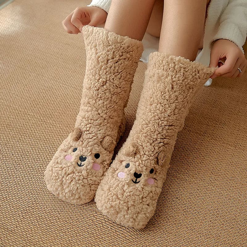 SnuggleBear Plush Fuzzy Socks