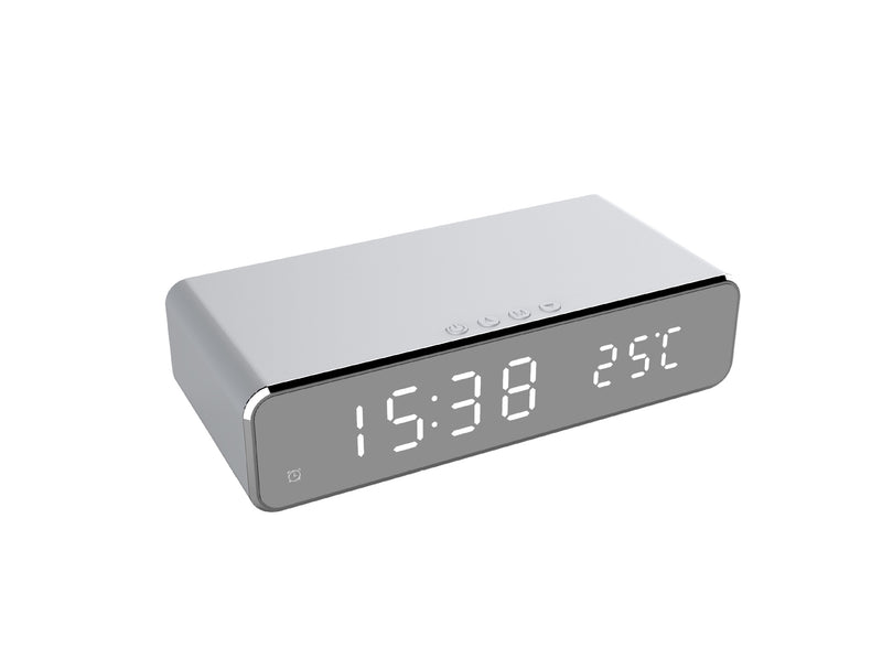 Desktop Alarm Clock with Wireless Charging and HD Mirror Display