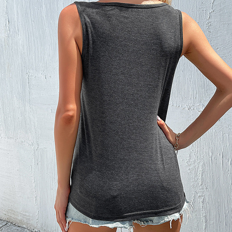 Twist T-shirt Solid Color Tank Top