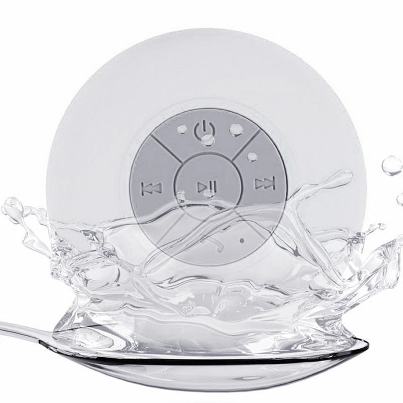 Portable waterproof Bluetooth speaker with suction cup for Bathrooms and Kitchens.
