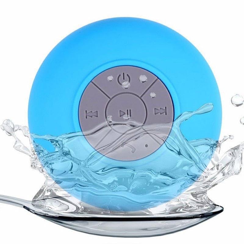 Portable waterproof Bluetooth speaker with suction cup for Bathrooms and Kitchens.