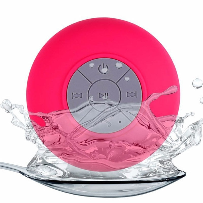 Portable waterproof Bluetooth speaker with suction cup for Bathrooms and Kitchens.
