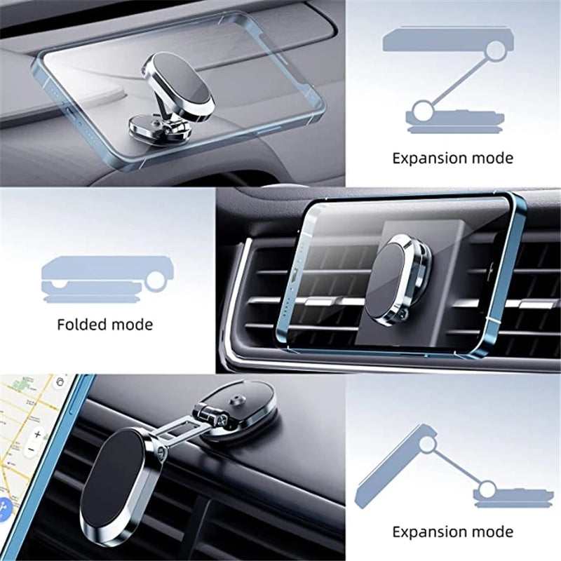 Universal Magnetic Car Phone Mount - Foldable, Rotatable, and Secure