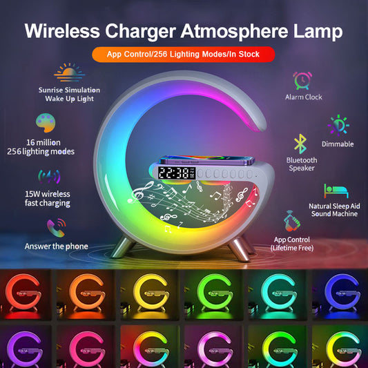 SmartGlow LED Lamp with Bluetooth Speaker & Wireless Charger