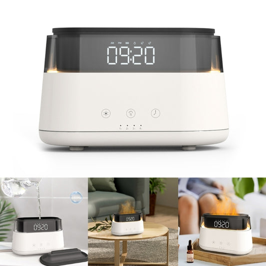 Smart AromaMist: Bedroom Flame Humidifier with Clock