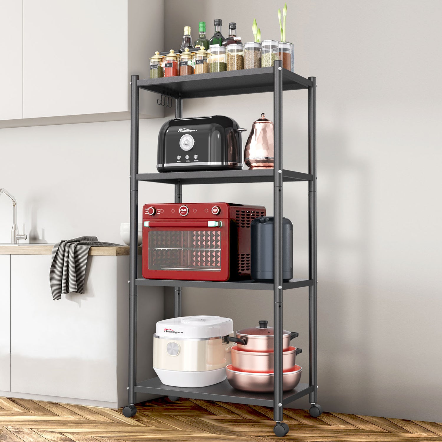 AmbiCraft Adjustable Kitchen Rack with Mobile Flexibility