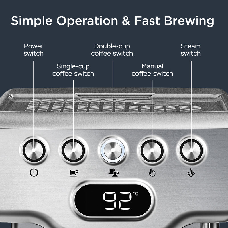 CaféCraft Pro: 20-Bar Stainless Steel Espresso & Latte Maker