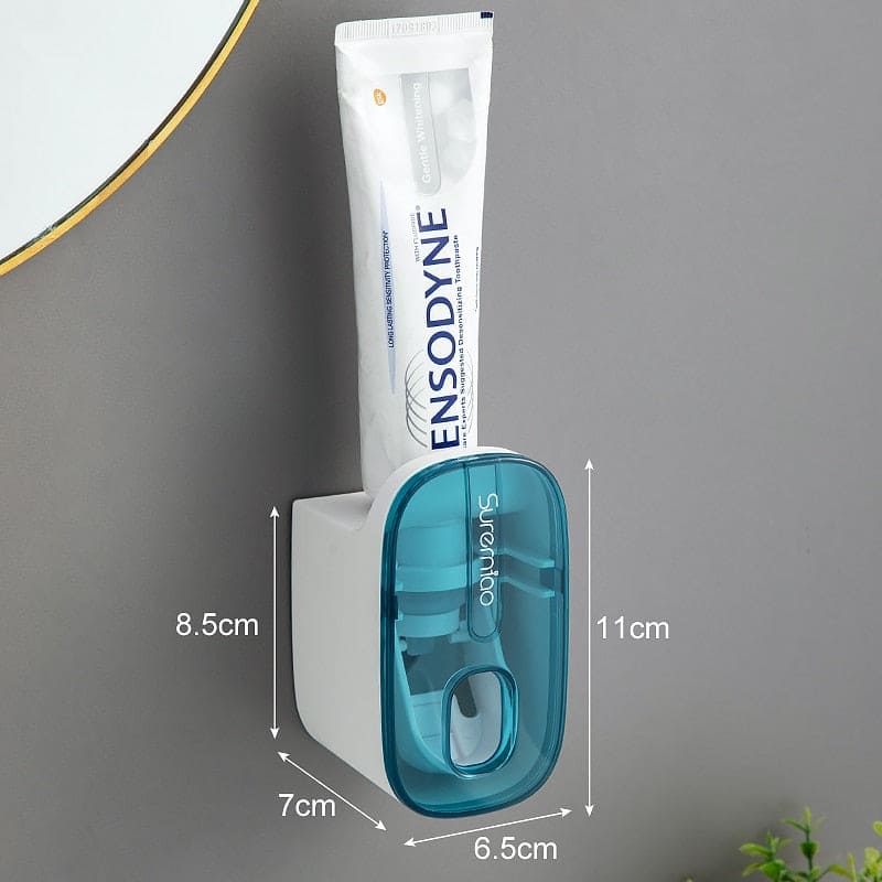 SqueezeEase™ Automatic Toothpaste Dispenser with Wall Mount - Convenient Toothbrush Holder for Bathroom