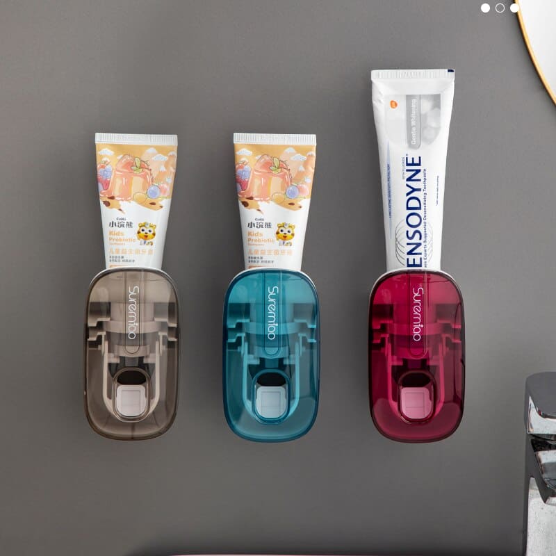 SqueezeEase™ Automatic Toothpaste Dispenser with Wall Mount - Convenient Toothbrush Holder for Bathroom