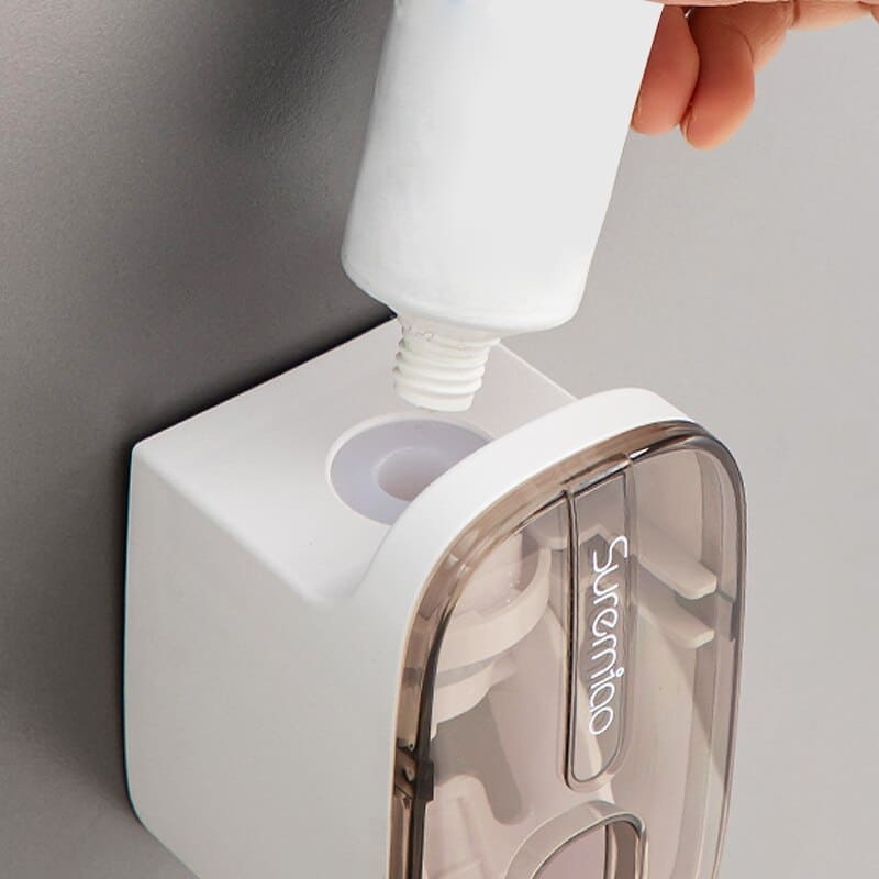 SqueezeEase™ Automatic Toothpaste Dispenser with Wall Mount - Convenient Toothbrush Holder for Bathroom