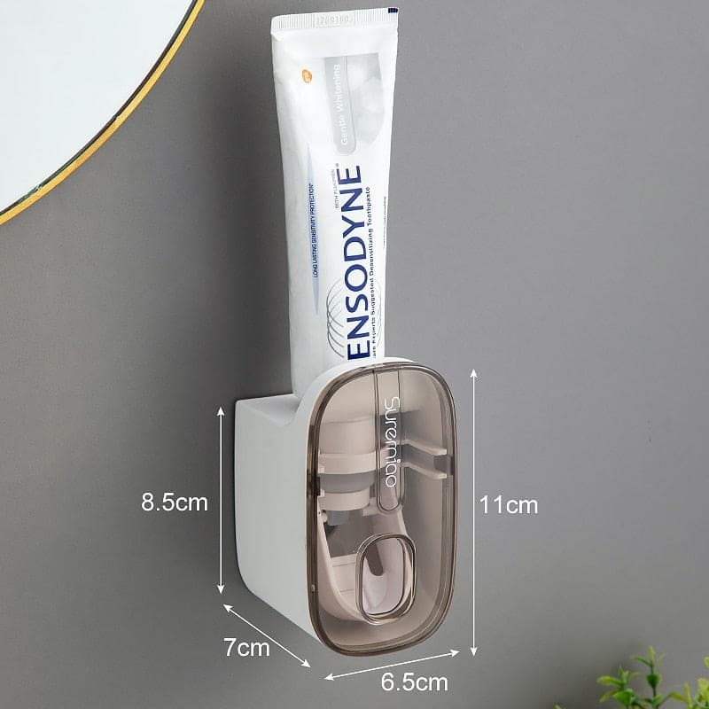 SqueezeEase™ Automatic Toothpaste Dispenser with Wall Mount - Convenient Toothbrush Holder for Bathroom