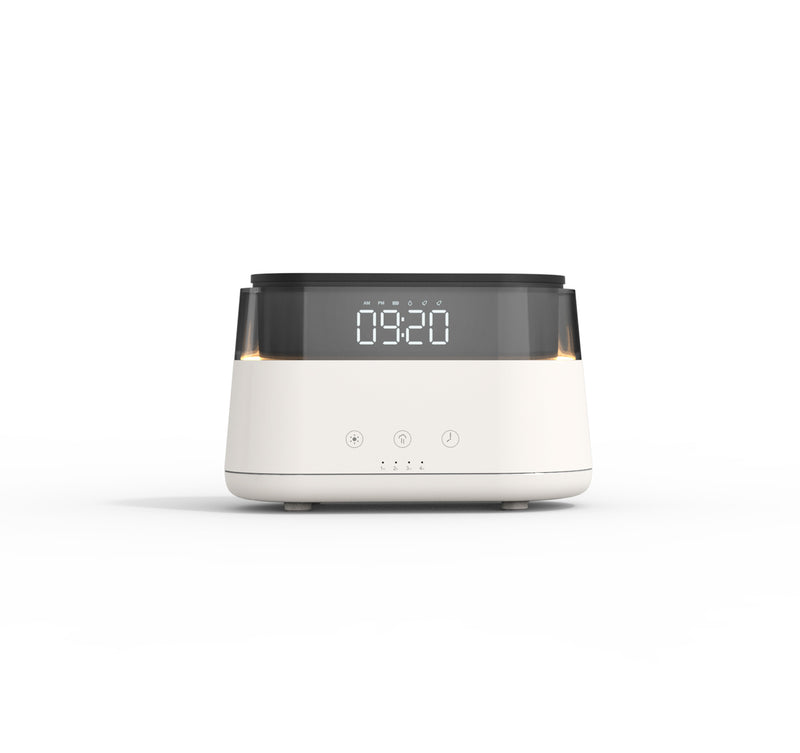 Smart AromaMist: Bedroom Flame Humidifier with Clock