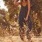 Summer Sleeveless Jumpsuit for Women - Loose Fit, Stretchy, with Pockets and Zipper Closure