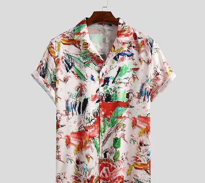 Men's Short Sleeve Printed Shirt Summer Hawaiian Beach Men's Shirt - HomeBrèzy