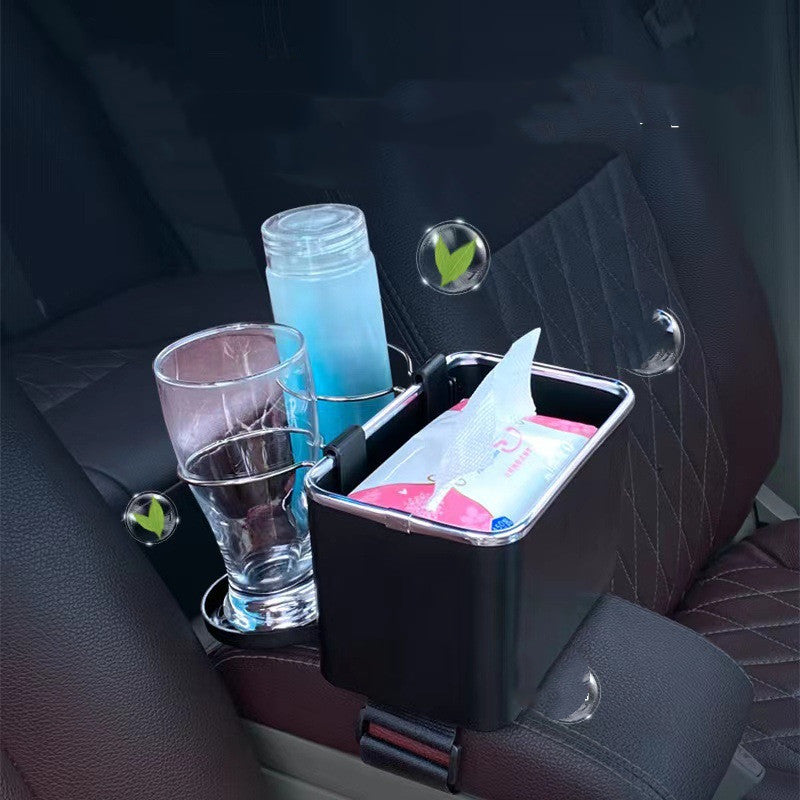 Multifunctional Car Tissue Box with Single and Double Cup Holder