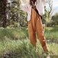 Summer Sleeveless Jumpsuit for Women - Loose Fit, Stretchy, with Pockets and Zipper Closure
