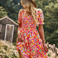 Floral Ruffle Summer Dress Short Sleeve Off Shoulder Mini Dress Beach