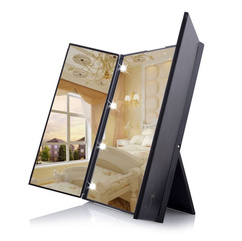 GlowMirror: Portable LED Makeup Mirror - Compact, Folding, and Illuminated.