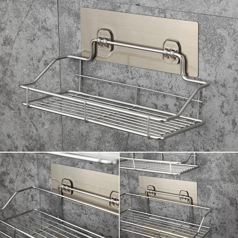 Stainless Steel Bathroom Storage Shelf with Wall Mount