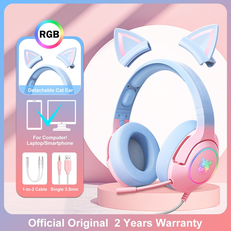 ONIKUMA K9 Cat Ear Gaming Headset with RGB and 7.1 Surround Sound