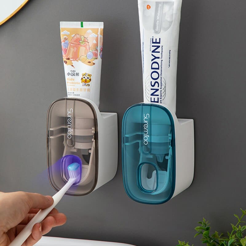 SqueezeEase™ Automatic Toothpaste Dispenser with Wall Mount - Convenient Toothbrush Holder for Bathroom