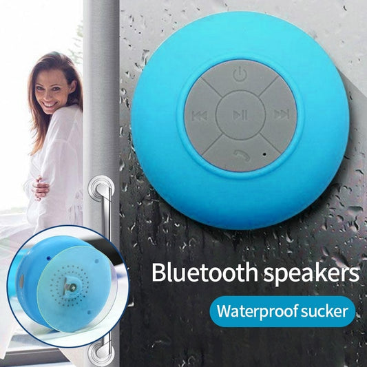Portable waterproof Bluetooth speaker with suction cup for Bathrooms and Kitchens.