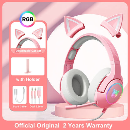 ONIKUMA K9 Cat Ear Gaming Headset with RGB and 7.1 Surround Sound