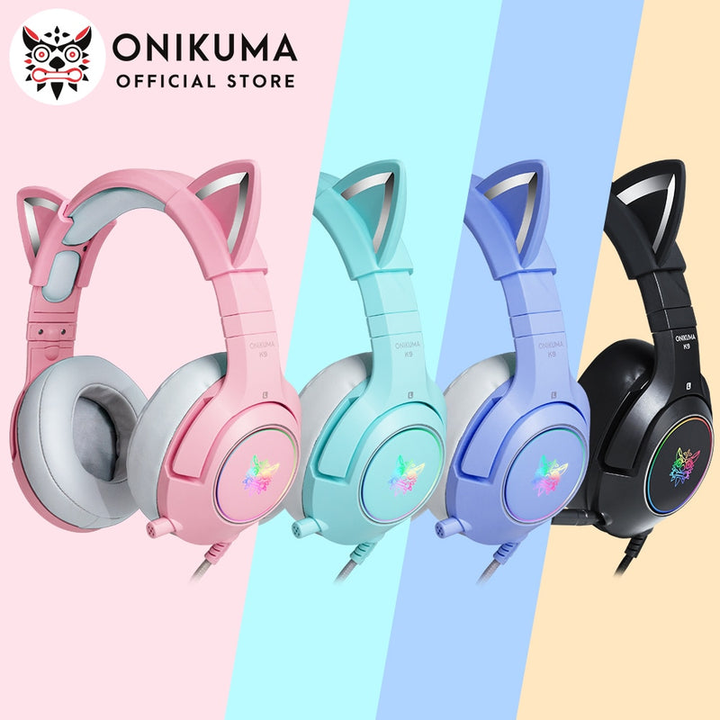 ONIKUMA K9 Cat Ear Gaming Headset with RGB and 7.1 Surround Sound